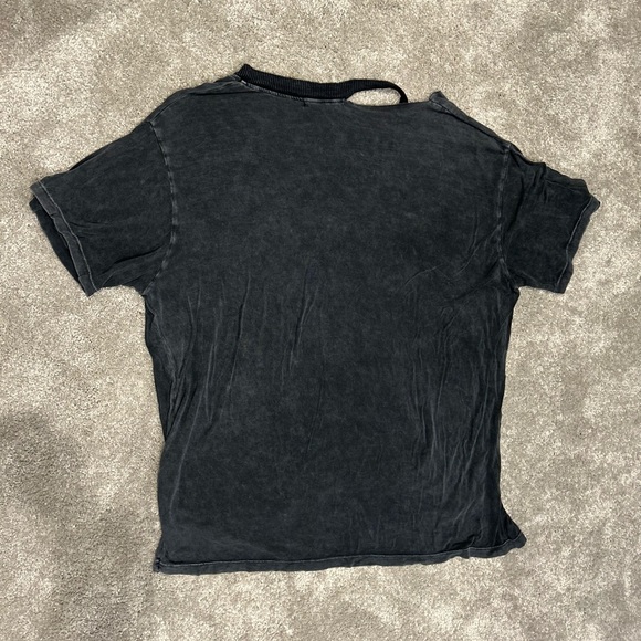 Joah Brown Black Plunge V-Neck Tee Shirt S/M Modal Spandex Distressed Grunge EUC - Picture 5 of 5
